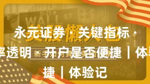 永元证券 · 关键指标 · 费率透明 · 开户是否便捷｜体验记
