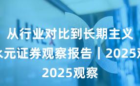 从行业对比到长期主义：永元证券观察报告｜2025观察